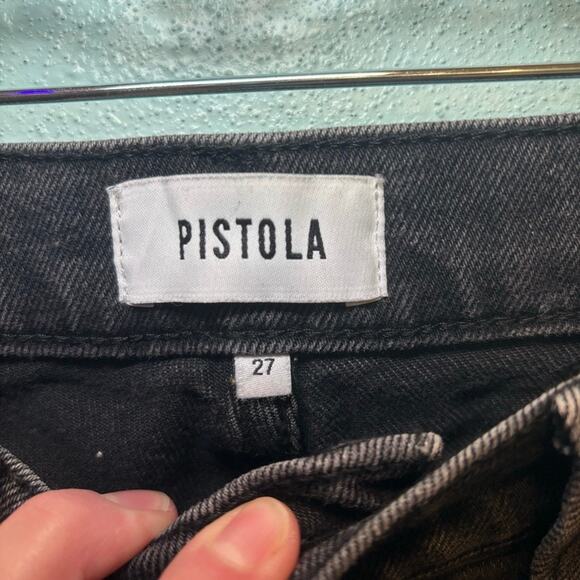 Pistola Women's High Rise Seam Detail Flare Jeans Size 27 Black Denim - Picture 4 of 10